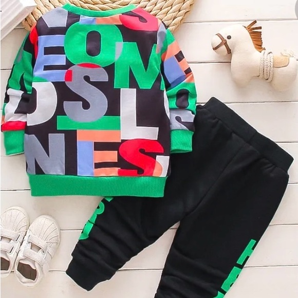 Patpat 2-piece Toddler Boy Letter Print Pullover Sweatshirt and Pants Casual Set - Picture 3 of 14